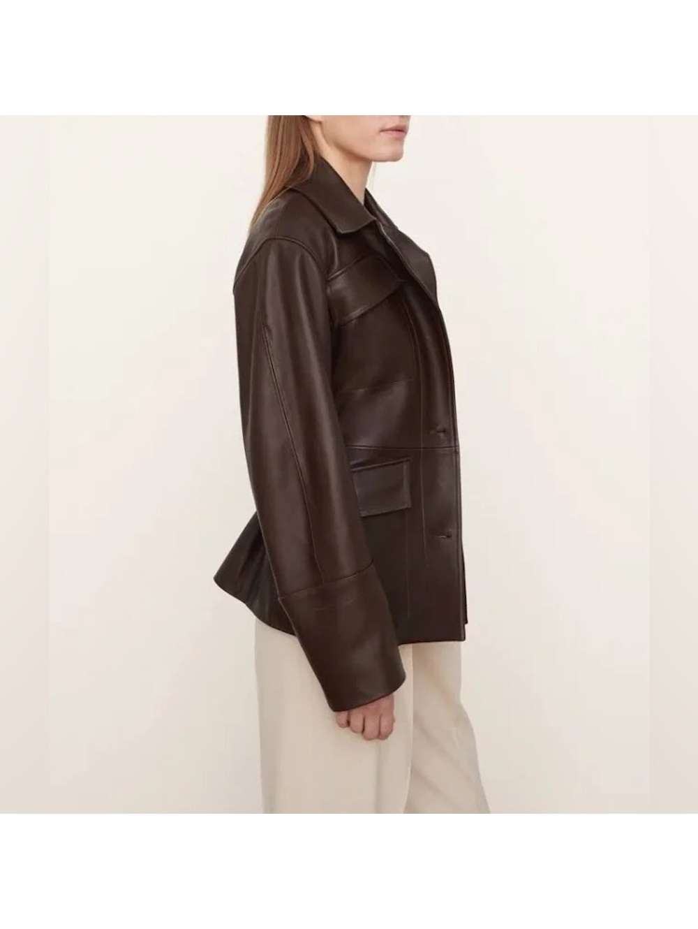 Vince 100% Lamb Leather Safari Jacket in Brown, Size M New w/Tag Retail $1495 - Picture 4 of 16